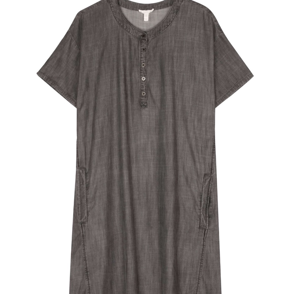 EILEEN FISHER DK GREY ORGANIC COTTON DENIM DRESS SZ. M